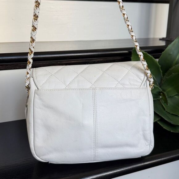 Jacqueline Ferrar Genuine Leather Quilted Shoulder Bag purse designer neutral - Picture 6 of 10